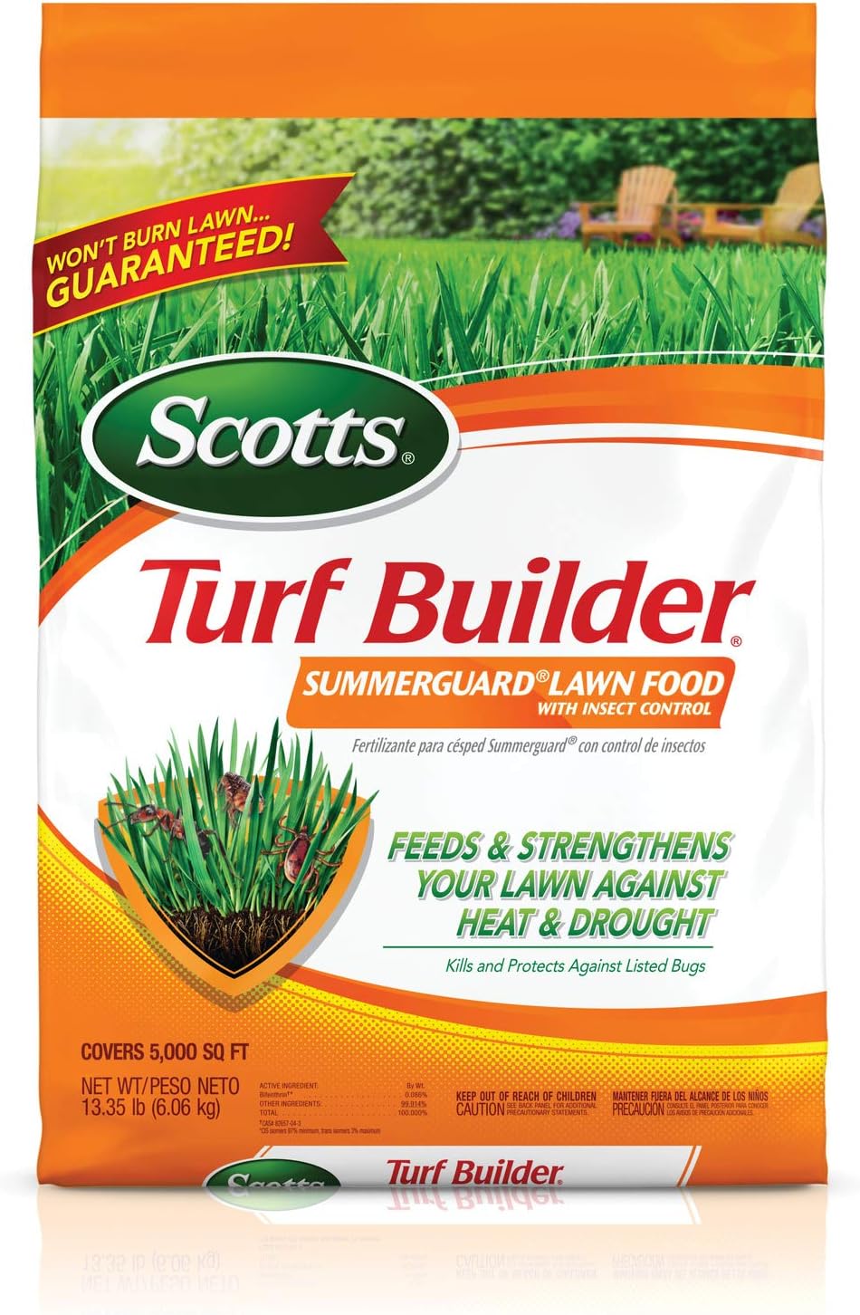 Scotts Turf Builder SummerGuard Lawn Food with Insect Control - Lawn Fertilizer and Insect Killer, 5,000 sq. ft., 13.35 lbs.