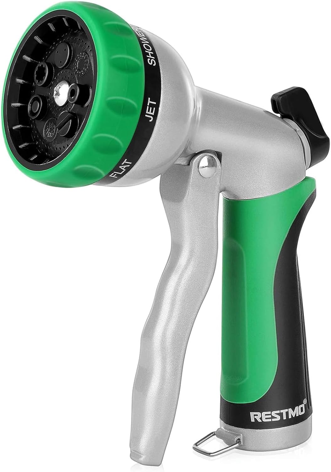RESTMO Garden Hose Nozzle, Heavy Duty Metal Water Hose Nozzle with 7 Adjustable Spray Patterns, High Pressure Hand Sprayer with Flow Control for Watering Plants & Lawns, Washing Cars & Pets