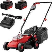MZK 20V 13-Inch Electric Lawn Mower, Compact Brushless Mower, Red